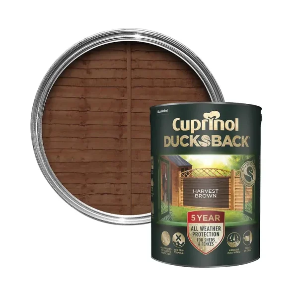 CUPRINOL DUCKSBACK EXTERIOR WOOD SHEDS FENCES PAINT 5L - HARVEST BROWN