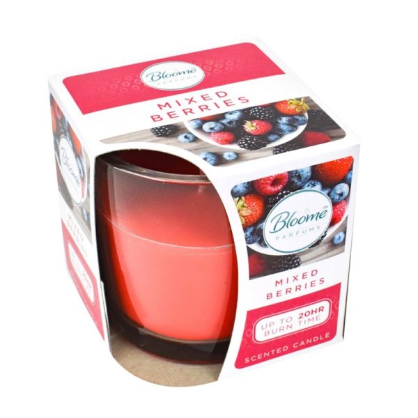 BLOOM SCENTED GLASS JAR CANDLE 20H - MIXED BERRIES