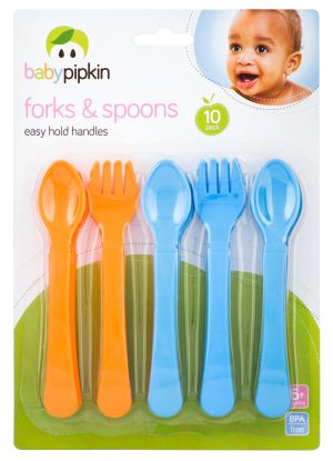 BABYPIPKIN EASY TO HOLD BABY FORKS AND SPOONS SET PACK OF 10