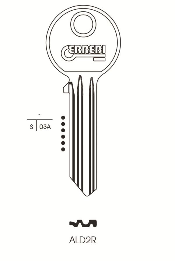 KEY BLANK ALD2R ERREBI ASEC CYLINDER ORION ADE2 SILCA ASEC2 JMA AL-3 TO SUIT ALDRIDGE KEYBOARD C1