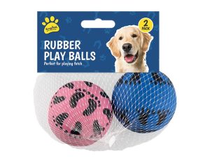 KINGDOM DOG / PET RUBBER PLAY BALLS PACK OF 2