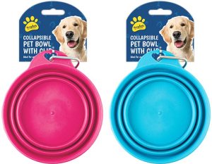 KINGDOM COLLAPSIBLE PET BOWL15CM WITH CLIP