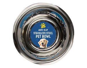 KINGDOM STAINLESS STEEL ANTI SKID PET DOG BOWL 21CM