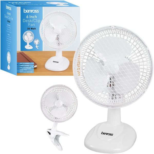 BENROSS 2 IN 1 DESK / CLIP FAN 6" / 15CM 20W