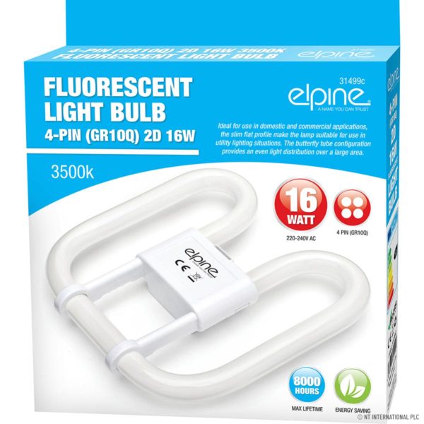 ELPINE 16 WATT 2D FLUORESCENT TUBE 3500K 4 PIN