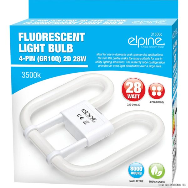 ELPINE 28 WATT 2D FLUORESCENT TUBE 3500K 4 PIN