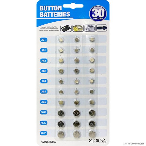 ELPINE 1.5V BUTTON CELL BATTERY PACK OF 30