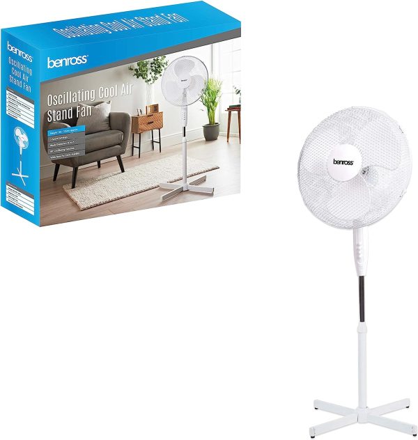 BENROSS PORTABLE 16 INCH OSCILLATING STAND FAN WHITE