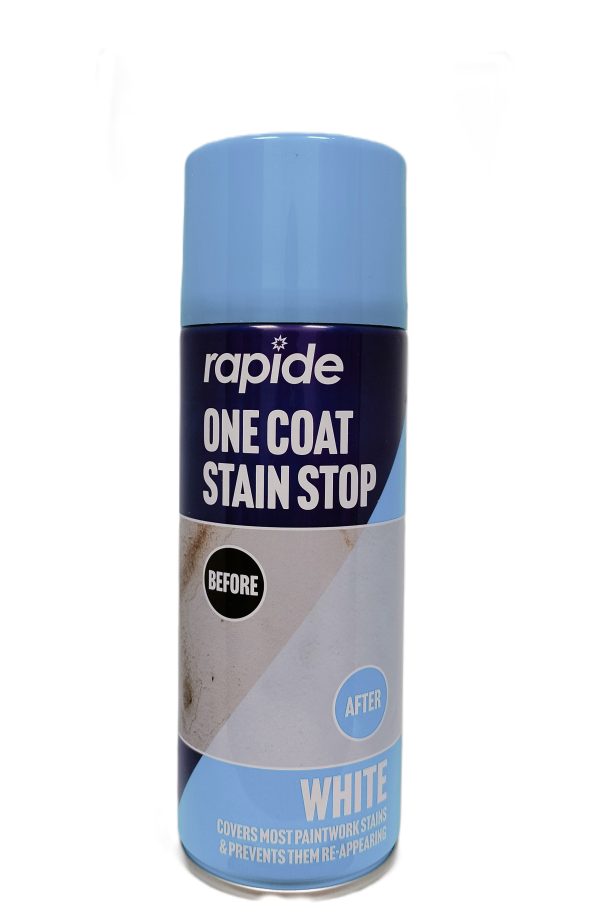 RAPIDE ONE COAT STAIN STOP SPRAY PAINT 400ML - WHITE