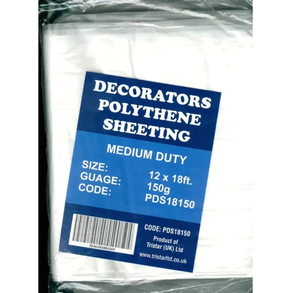 BUILDERS HEAVY DUTY POLYTHENE DUST SHEET 150 GUAGE 12 X 18FT