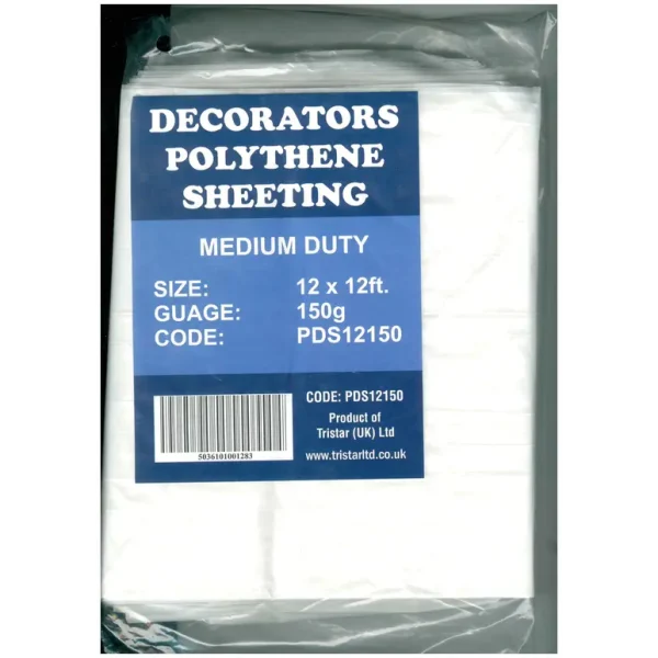 BUILDERS HEAVY DUTY POLYTHENE DUST SHEET 250 GUAGE 12 X 12FT