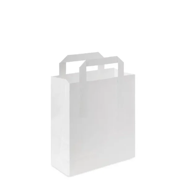 WHITE KRAFT MEDIUM WHITE PAPER CARRIER BAG WITH HANDLE PACK OF 250