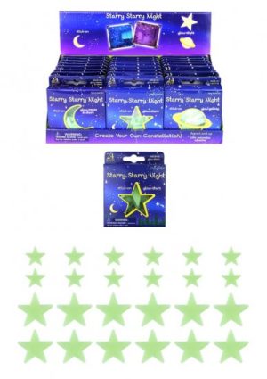GLOW IN DARK SELF ADHESIVE STARS 6.5CM PACK OF 24