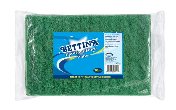 BETTINA GREEN HEAVY DUTY FIBER PADS SCOURERS PACK OF 10