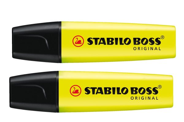 STABILO BOSS ORIGINAL HIGHLIGHTER YELLOW PACK OF 2