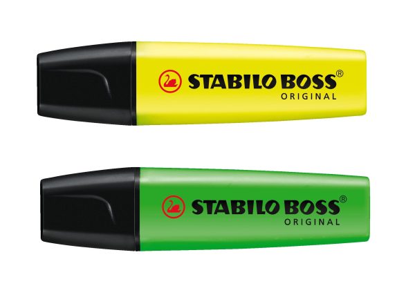 STABILO BOSS ORIGINAL HIGHLIGHTER YELLOW AND GREEN PACK OF 2