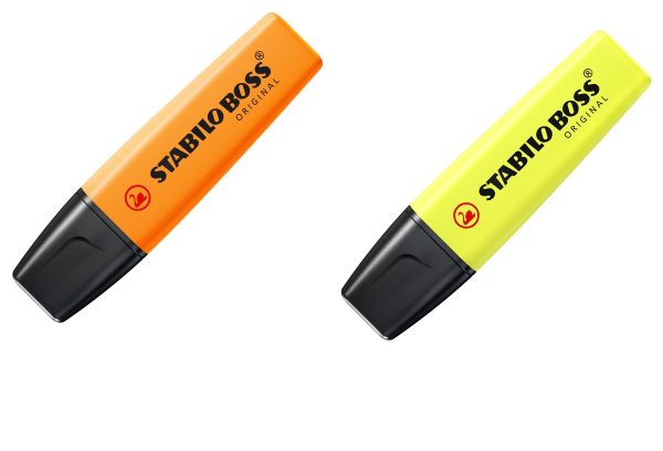 STABILO BOSS ORIGINAL HIGHLIGHTER YELLOW AND ORANGE PACK OF 2