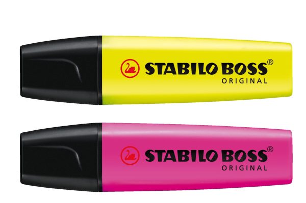 STABILO BOSS ORIGINAL HIGHLIGHTER YELLOW AND PINK PACK OF 2