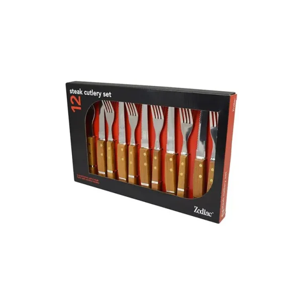 ZODIAC WOODEN HANDLE STEAK CUTLERY SET 12 PCS