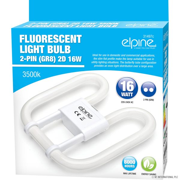 ELPINE 2 PIN 2D 16W FLUOREDCENT LIGHT BULB