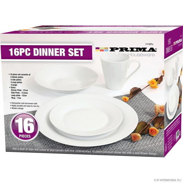 PRIMA 16 PIECES DINNER SET WHITE COLOUR