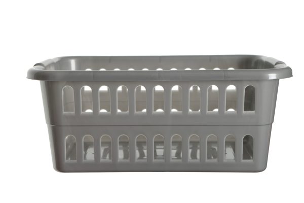 WHITEFURZE 59CM RECTANGULAR LAUNDRY BASKET SILVER