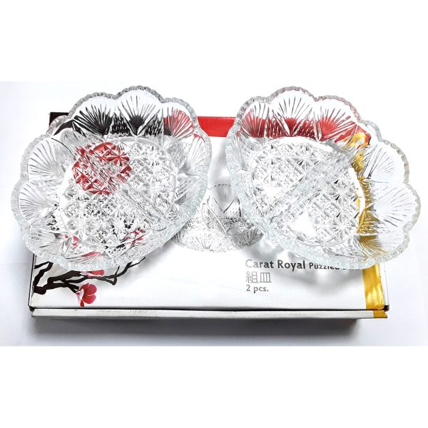 SACHI MINI 2 COMPARTMENT OVAL GLASS DISH PACK OF 2