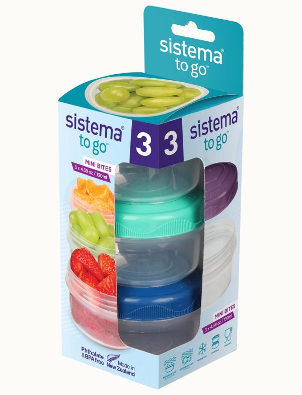 SISTEMA TO GO MINI BITES STORAGE CONTAINER 130ML PACK OF 3