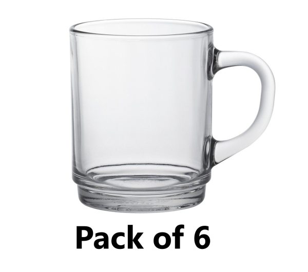 DURALEX LYS STACKABLE CLEAR GLASS MUG 310ML PACK OF 6