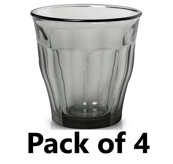 DURALEX PICARDIE GREY GLASS TUMBLER 310ML PACK OF 4