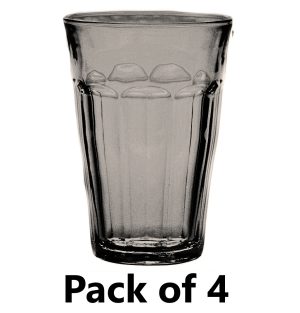 DURALEX PICARDIE HIGHBALL GREY GLASS TUMBLER 360ML PACK OF 4
