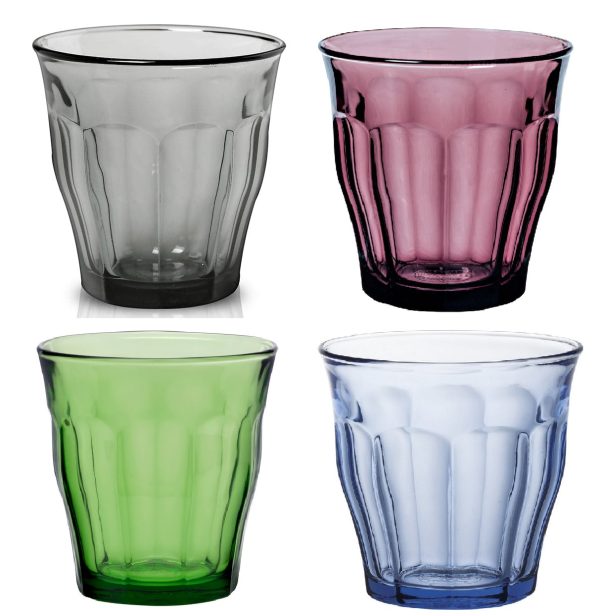 DURALEX PICARDIE MULTICOLOR GLASS TUMBLER 250ML PACK OF 4