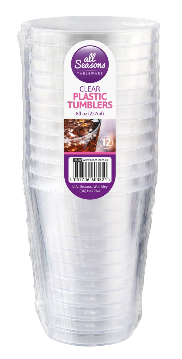 ALL SEASONS CLEAR PLASTIC TUMBLERS 284ML PACK OF 12