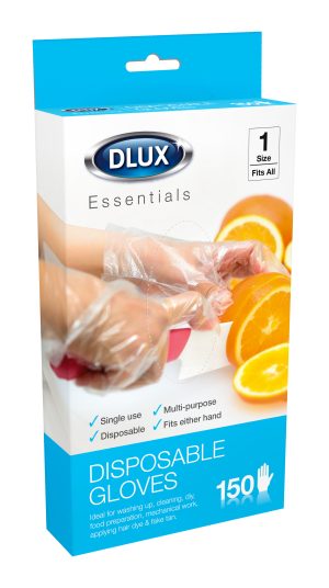 DLUX PLASTIC DISPOSABLE GLOVES PACK OF 150