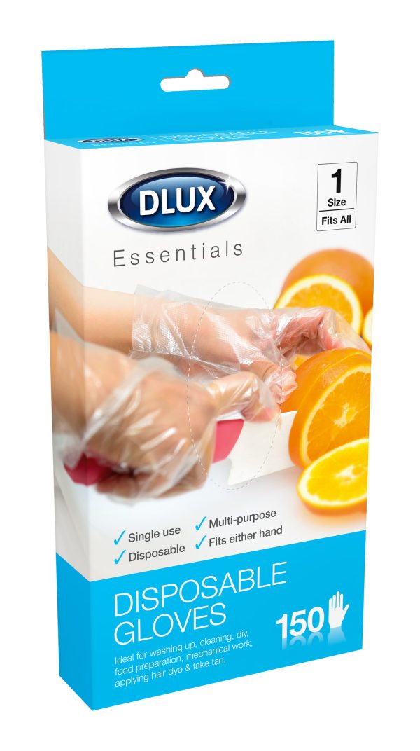 DLUX PLASTIC DISPOSABLE GLOVES PACK OF 150