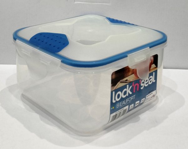 LOCK 'N' SEAL SQUARE PLASTIC FOOD CONTAINER 2LTR