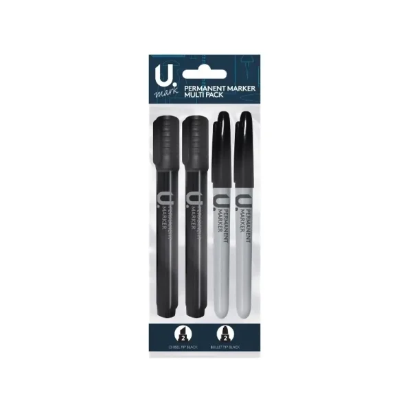 U WRITE PERMANENT MARKER PACK OF 4