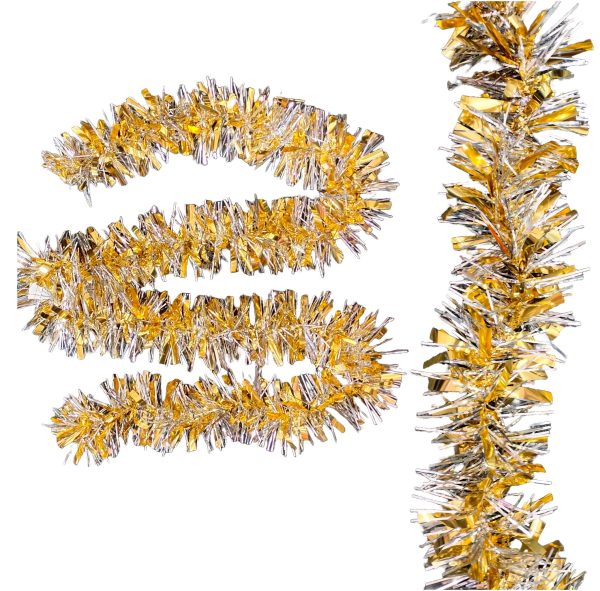 MISTER TINSEL CHRISTMAS DECORATTION VALUE GOLD AND SILVER TINSEL 2M X 100MM