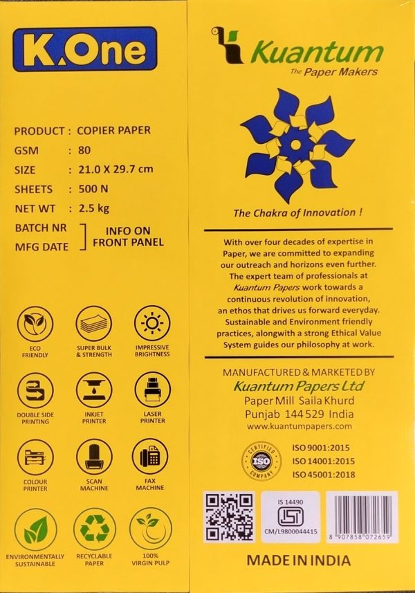 K ONE A4 COPIER PAPER 500 SHEET 80 GSM