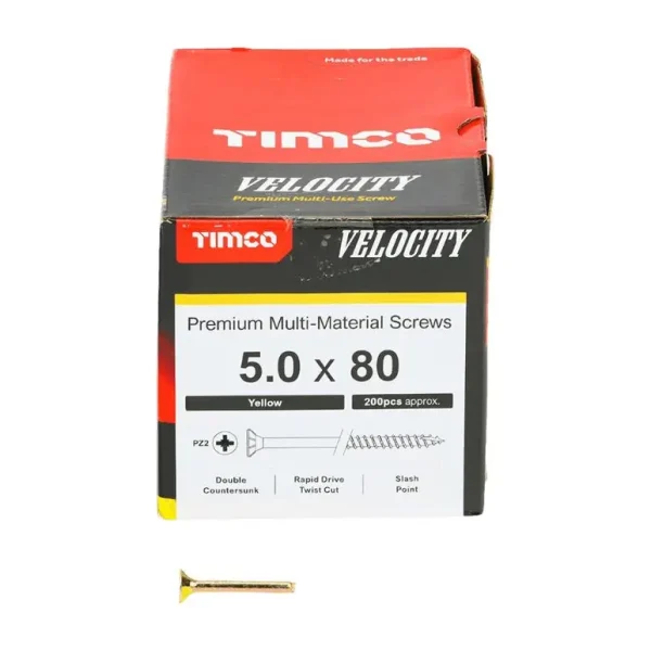 TIMCO VELOCITY SCREW PZ2 CKS ZYP 5 X 80 MM PACK OF 200