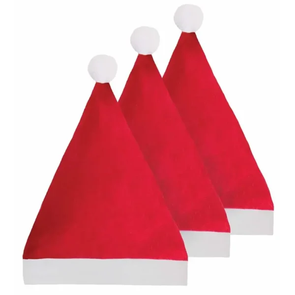 PLUSH XMAS FELT SANTA HATS PACK OF 3