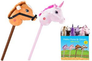 KIDS HOBBY HORSE/UNICORN TOY WITH GALLOPING NEIGHING SOUNDS