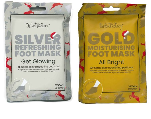 THE FOOT FACTORY FOOT SOCKS ALL BRIGHT & GET GLOWING - SILVER/GOLD