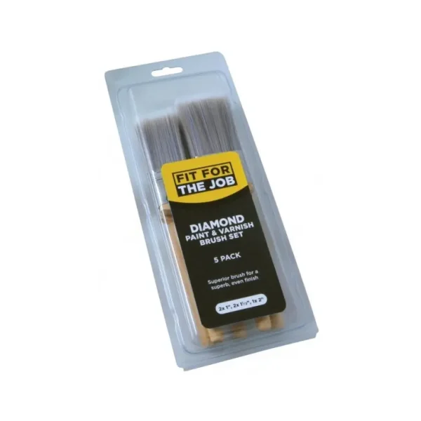 FIT FOR THE JOB DIAMOND PAINT & VARNISH BRUSH SET PACK OF 5