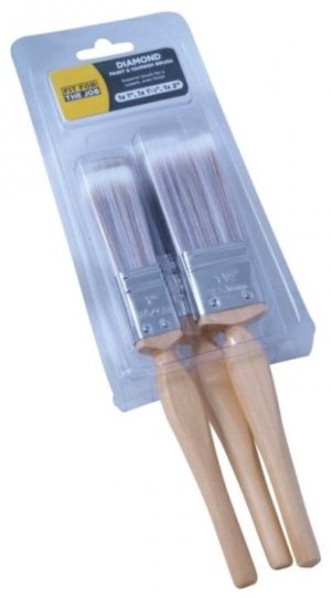 FIT FOR THE JOB DIAMOND PAINT & VARNISH BRUSH SET PACK OF 3