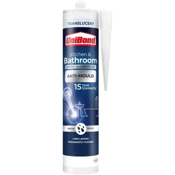 UNIBOND ANTI-MOULD KITCHEN & BATHROOM SEALANT CARTRIDGE TRANSLUCENT 274 GM