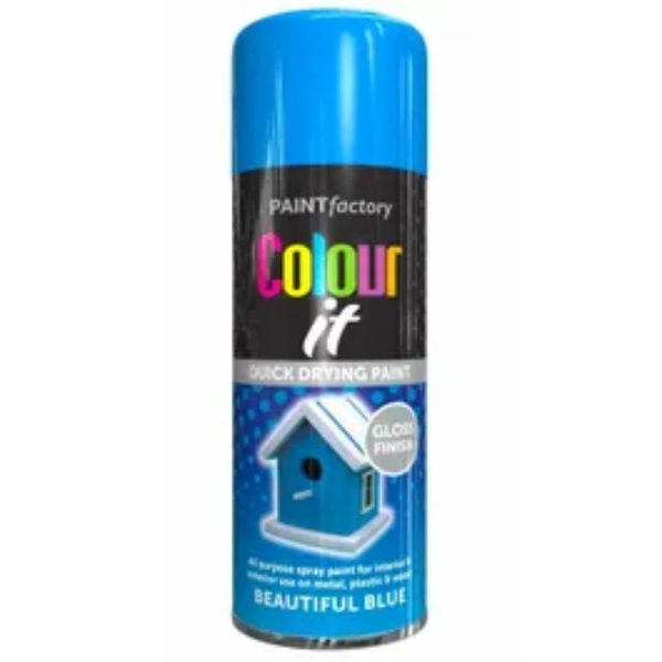 PAINT FACTORY COLOUR IT BEAUTIFUL BLUE GLOSS PAINT 400ML