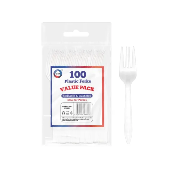 DELUXE REUSABLE PLASTIC FORKS PACK OF 100