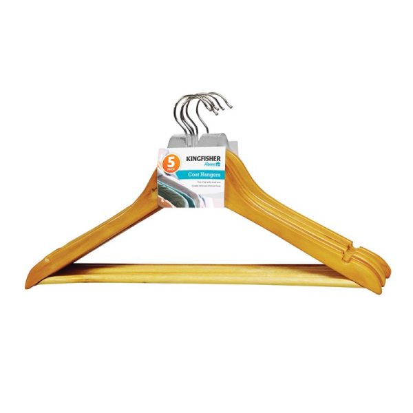 KINGFISHER WOODEN COAT HANGERS PACK OF 5