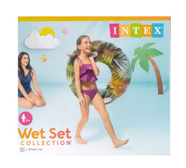 INTEX 38 INCH INFLATABLELUSH TROPICAL TUBE POOL FLOAT WITH HANDLE